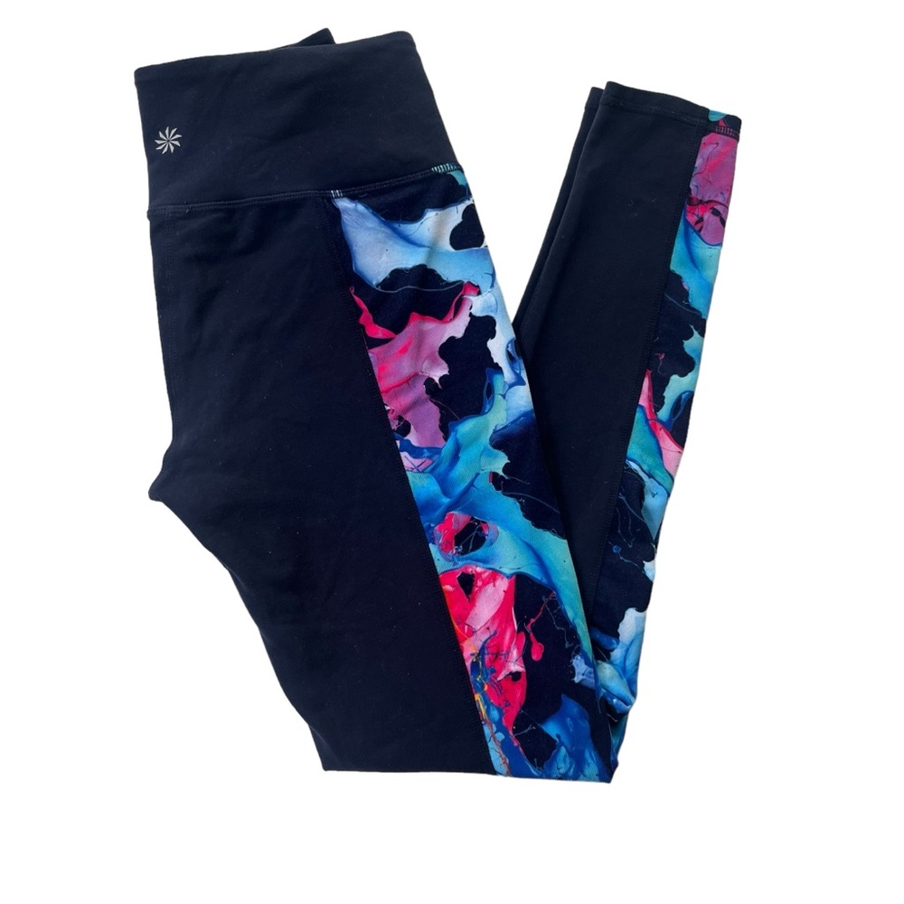 Athleta Women’s Sz Small Navy Pink Floral High Rise Superimpose Chaturanga Tight